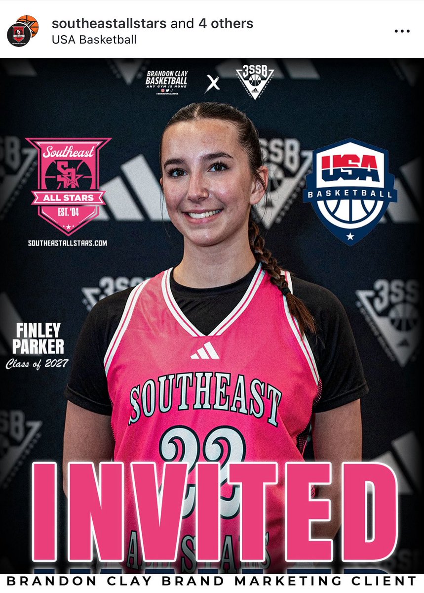 B r a n d o n C l a y (@brandonclaypsb) on Twitter photo Brandon Clay Brand Marketing x Southeast All Stars | Powered By @brandonclaypsb & <a href="/3SSBGCircuit/">3Stripes Select Basketball Girls Circuit</a> β€οΈπ€π€ | #BClayMarketing
YOU CAN GO ANYWHERE FROM HERE!
β27 Finley Parker of SAS White /// River Ridge (GA) is one of only 52 players nationwide to be invited to USAB U16 Trials this Brandon Clay Brand Marketing x Southeast All Stars | Powered By @brandonclaypsb & <a href="/3SSBGCircuit/">3Stripes Select Basketball Girls Circuit</a> β€οΈπ€π€ | #BClayMarketing
YOU CAN GO ANYWHERE FROM HERE!
β27 Finley Parker of SAS White /// River Ridge (GA) is one of only 52 players nationwide to be invited to USAB U16 Trials this