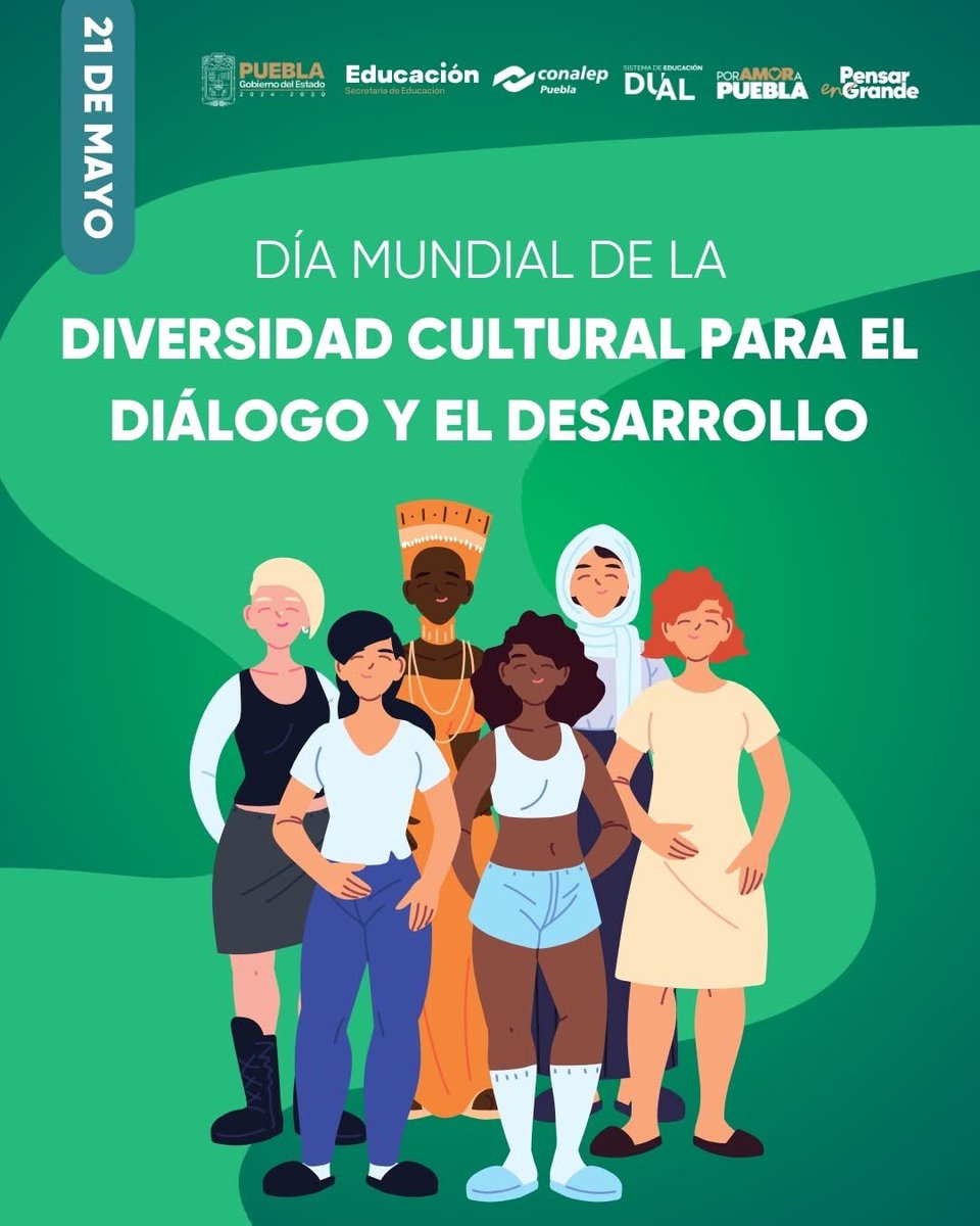 🤝Hoy conmemoramos el Día Mundial de la #DiversidadCultural para el Diálogo y el Desarrollo.
En Conalep reconocemos la importancia del respeto a las expresiones culturales y celebramos la inclusión como base para construir mejores entornos sociales. 🌎