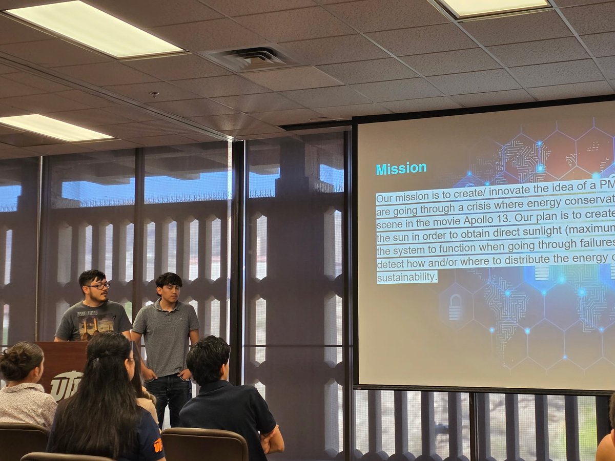 Ysleta High School seniors Enrique Ibarra and Christian Mendez Moreno proudly presented their PMAD Capstone Project tonight at the UTEP NASA MAA Showcase! Incredible work representing YHS and showcasing innovation in aerospace design! #BOWUP