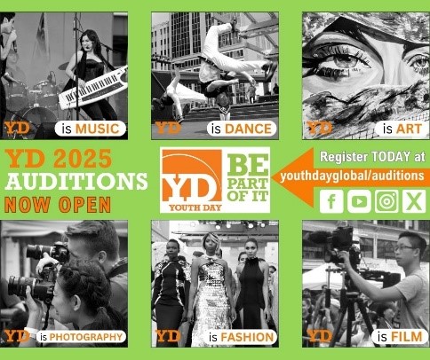 YOUTH DAY Toronto (@ydtoronto) on Twitter photo It's almost YOUTH DAY 2025 time!!! *** LAST CALL *** for DANCERS and VISUAL ARTS for the YD25 ART GALLERY >>> If you're under 29, Register TODAY to display your Talent this JULY - youthdayglobal.com/auditions/ It's almost YOUTH DAY 2025 time!!! *** LAST CALL *** for DANCERS and VISUAL ARTS for the YD25 ART GALLERY >>> If you're under 29, Register TODAY to display your Talent this JULY - youthdayglobal.com/auditions/