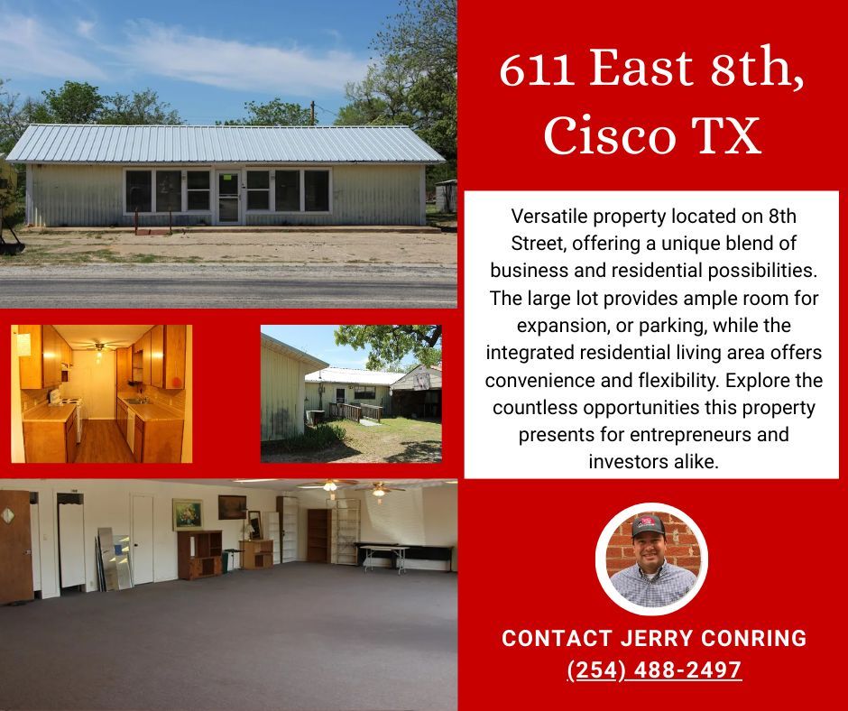 TrinityRanchLnd's tweet image. 🏠 Versatile Property with Endless Potential!
Located on 8th Street, this unique property offers a perfect blend of business and residential use. 
💼 Dream big and make it yours!
📞 Listing Agent: Jerry Conring – (254) 488-2497

#InvestmentOpportunity #MixedUseProperty