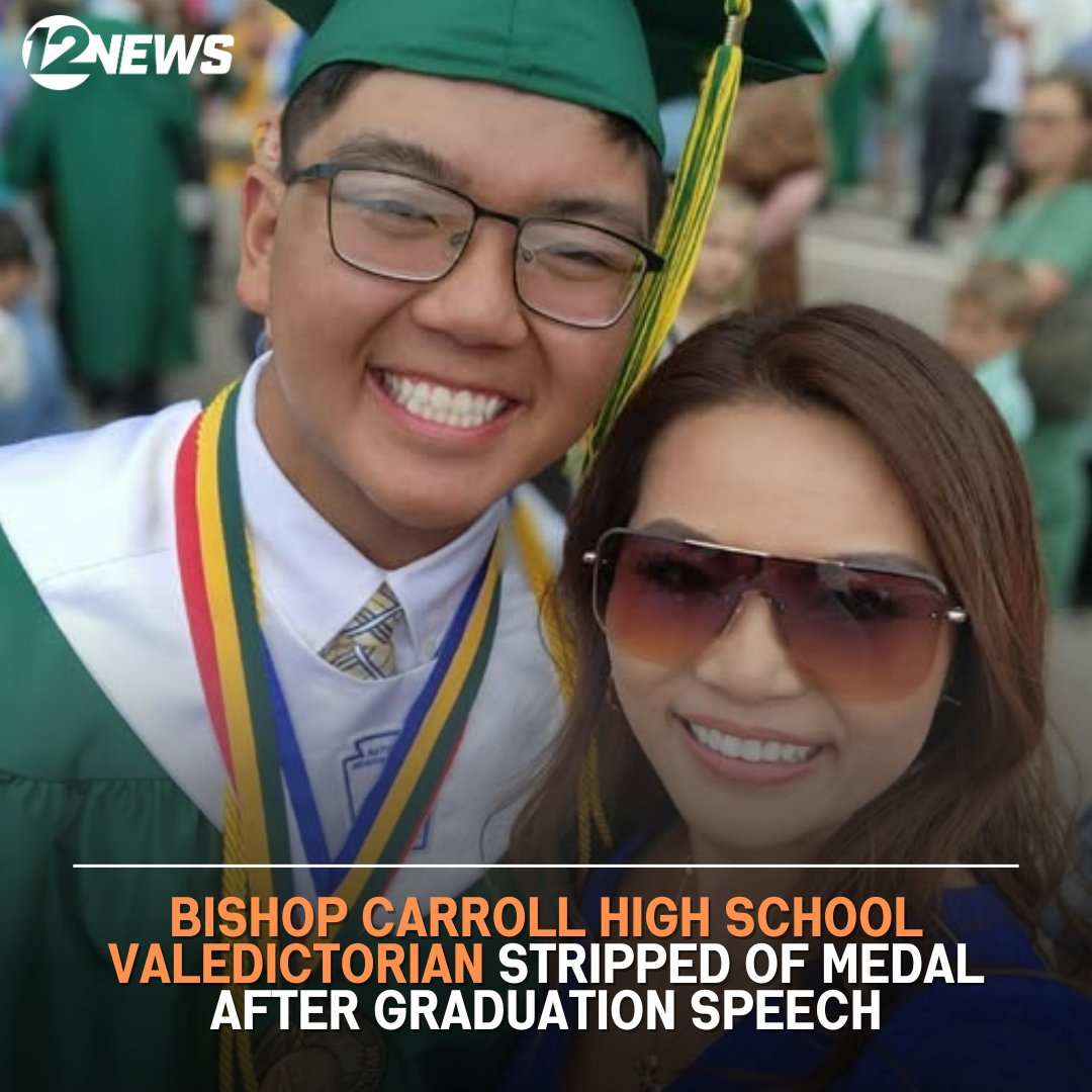KWCH12's tweet image. The community is rallying behind Bishop Carroll graduate Austin Tran after he was asked to return his valedictorian medal following his graduation speech. 

The story &amp;gt;&amp;gt;&amp;gt; kwch.com/2025/05/21/com… #kwch12
