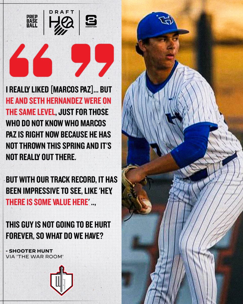Prep Baseball (@prepbaseball) on Twitter photo Prep Baseball's VP of Scouting, <a href="/ShooterHunt/">Shooter Hunt</a>, and North Texas Scouting Director, <a href="/MSemlerPBR/">Max Semler</a>, discuss 2025 RHP <a href="/Marcos_Paz5/">Marcos Paz</a> and why he remains a name to watch for the 2025 #MLBDraft despite missing this spring with an injury ๐
Full #WarRoom episode ๐ loom.ly/l2kG3LE | Prep Baseball's VP of Scouting, <a href="/ShooterHunt/">Shooter Hunt</a>, and North Texas Scouting Director, <a href="/MSemlerPBR/">Max Semler</a>, discuss 2025 RHP <a href="/Marcos_Paz5/">Marcos Paz</a> and why he remains a name to watch for the 2025 #MLBDraft despite missing this spring with an injury ๐
Full #WarRoom episode ๐ loom.ly/l2kG3LE |