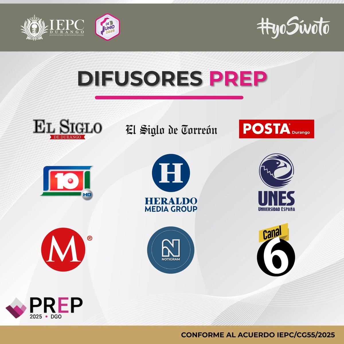 Aprueba <a href="/IEPCDurango/">IEPC Durango</a> a los difusores oficiales del Programa de Resultados Electorales Preliminares.

El sitio web oficial del PREP Durango estará disponible para todos los medios de comunicación, quienes podrán reproducir la información en sus respectivos espacios a partir del