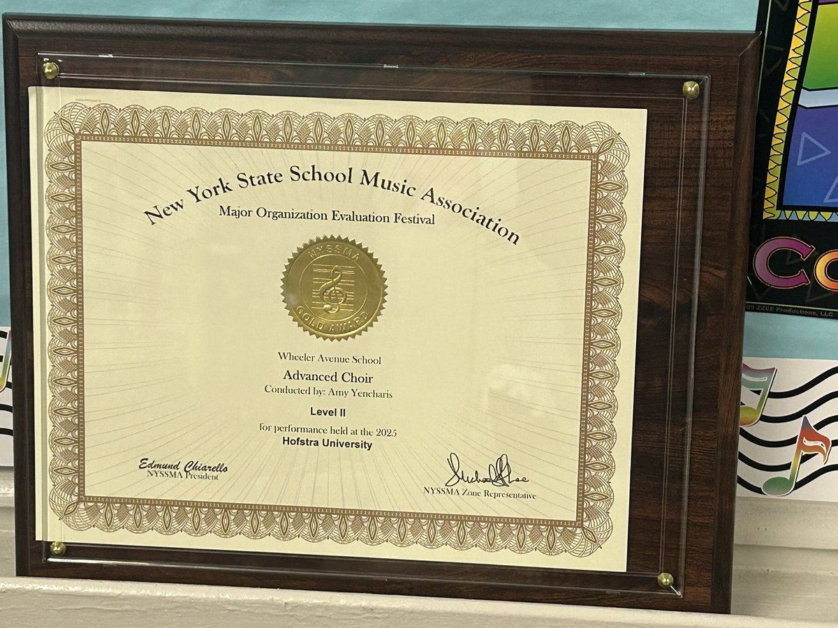 I am beyond proud of the <a href="/WheelerAvenue/">Wheeler Avenue School</a> Advanced choir for their gold at <a href="/NYSSMA_Official/">NYSSMA</a> majors! Congrats on a great choral performance! <a href="/VS13UFSD/">ValleyStream13UFSD</a>