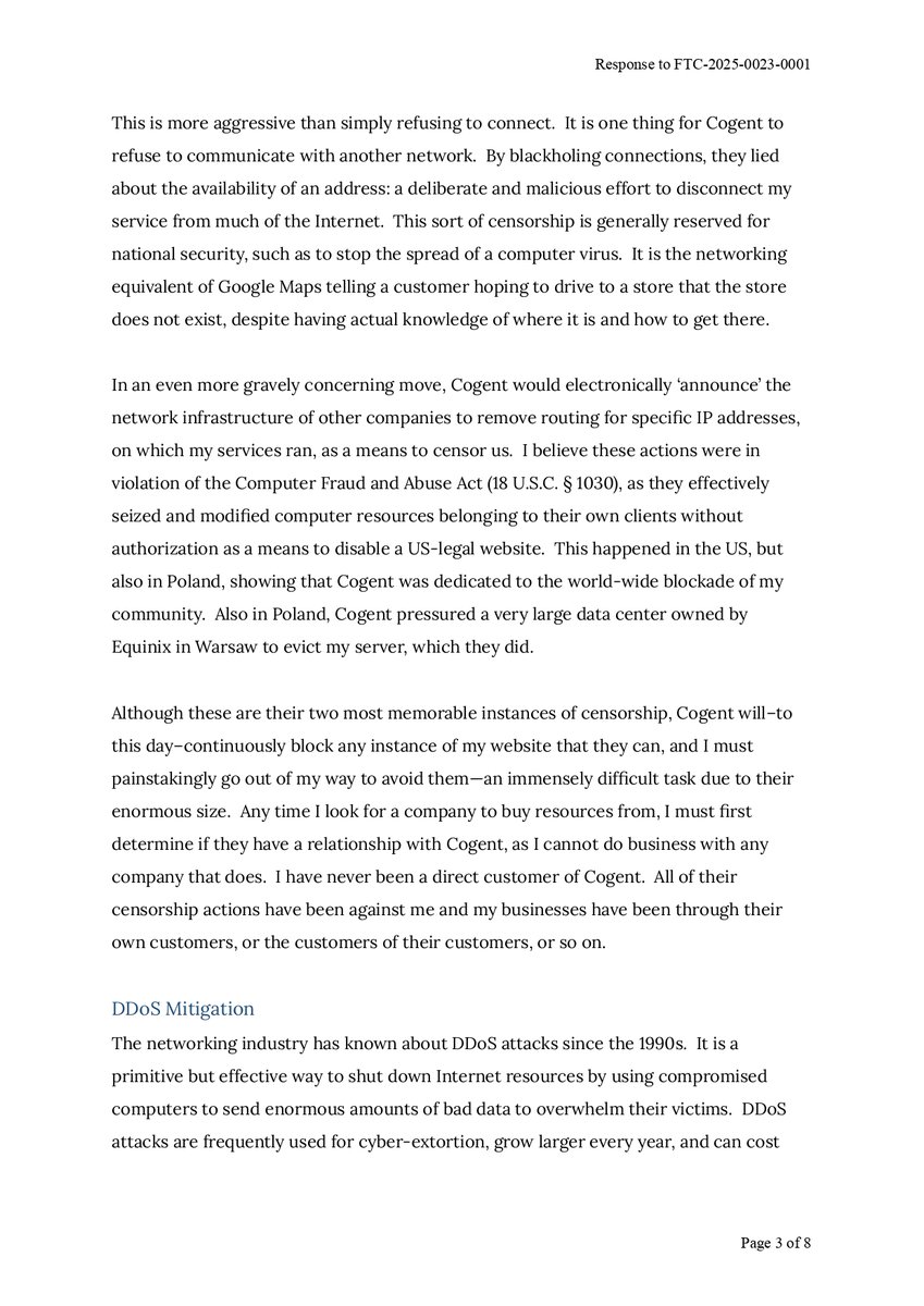 usipsorg's tweet image. We have submitted a comment to the @FTC  supporting:
(1) regulating Tier 1 ISPs as common carriers,
(2) the federal government refusing contracts and grants to censorious companies, and
(3) opening an FTC hotline to report censorship.

All Americans deserve a place to speak.