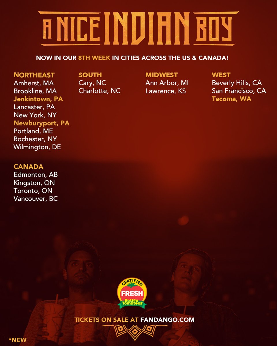aniceindianboy's tweet image. 🧡🩷UPDATED LIST🩷🧡
#ANiceIndianBoy is now in its 8th week in theaters!! Catch it on the big screen—or Buy/Rent on Amazon, Apple, and @Fandango at Home 🍿