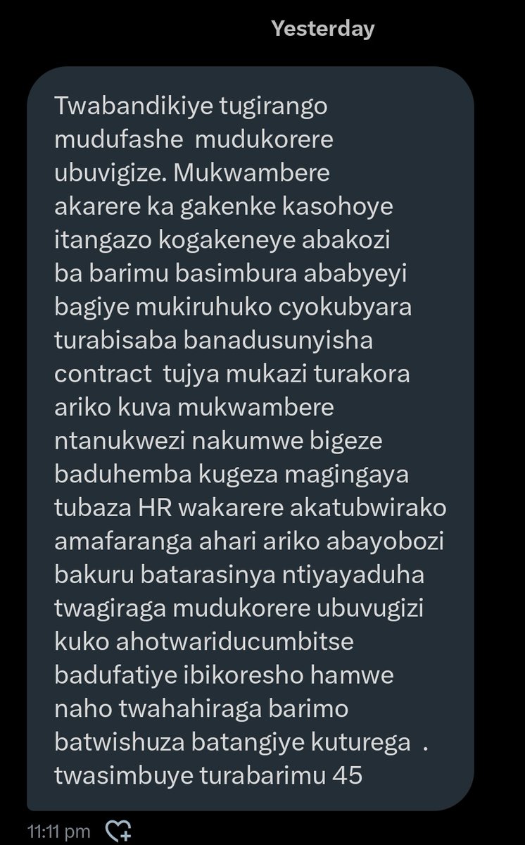 NIWEMWIZA Anne Marie (@annemwiza) on Twitter photo Dear <a href="/GakenkeDistrict/">Gakenke District</a> mwaramutseho? Hano mpafite ubutumwa bwanyu nahawe n'abarimu mwakoresheje muri Mutarama none Gicurasi irangiye mutarabahemba.
Babyeyi ku kazi kenshi mugira, ntimwashaka akanya mukabasinyira maze bakabona frw yabo ko mwumva anahari?
Igitondo cyiza kuri Dear <a href="/GakenkeDistrict/">Gakenke District</a> mwaramutseho? Hano mpafite ubutumwa bwanyu nahawe n'abarimu mwakoresheje muri Mutarama none Gicurasi irangiye mutarabahemba.
Babyeyi ku kazi kenshi mugira, ntimwashaka akanya mukabasinyira maze bakabona frw yabo ko mwumva anahari?
Igitondo cyiza kuri
