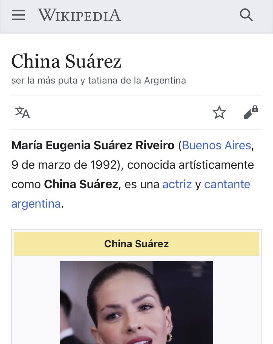tranqui lo que dice wikipedia de la china suarez…
