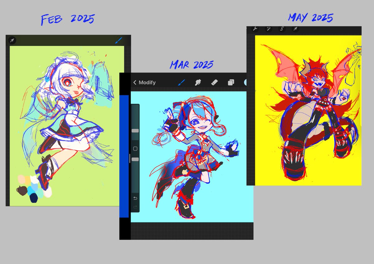 i found the mint sketch screenshot on my gallery and im really, REALLY proud of the improvement! i actually started drawing again in 2024 so im also surprised/happy ive still got skills 😂