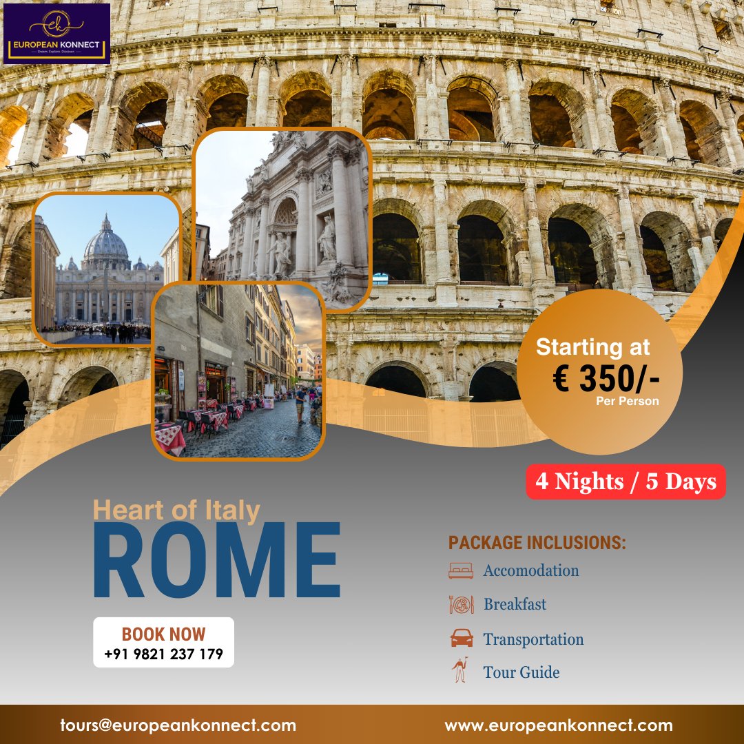 EuropeanKonnect's tweet photo. Wander through centuries of history, toss a coin in the Trevi Fountain, and feel the magic of the Eternal City come alive with every step. 🍝🍷

Ready to make unforgettable memories in Rome?

📅 DM us for the next departure https://t.co/gwa2NyHTUV