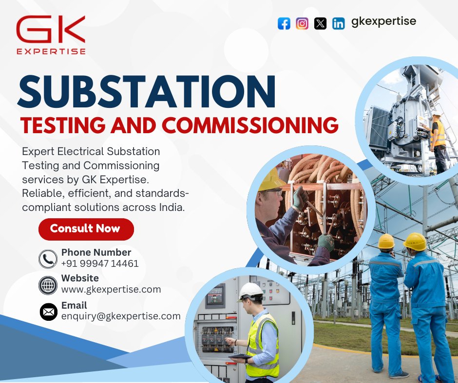 gk_expertise's tweet image. Substation Testing and Commissioning | GK Expertise

Get in Touch With Us

📲 +91 99947 14461
📤 enquiry@gkexpertise.com
🔗 gkexpertise.com

#gkexpertise #substation #testingandcommissioning #substationmaintenance #substationcommissioning #substationtesting