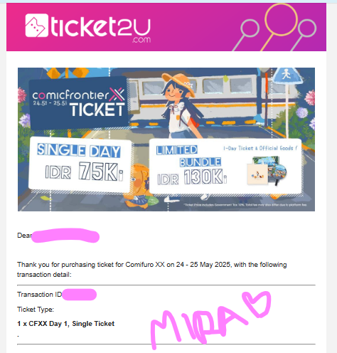 kebabsakti's tweet photo. #wts tiket cf comifuro day 1 (sabtu, 24 mei) 1 pax tiket 70k aja
dijual karena ga bisa dateng https://t.co/dmrZTyisf3