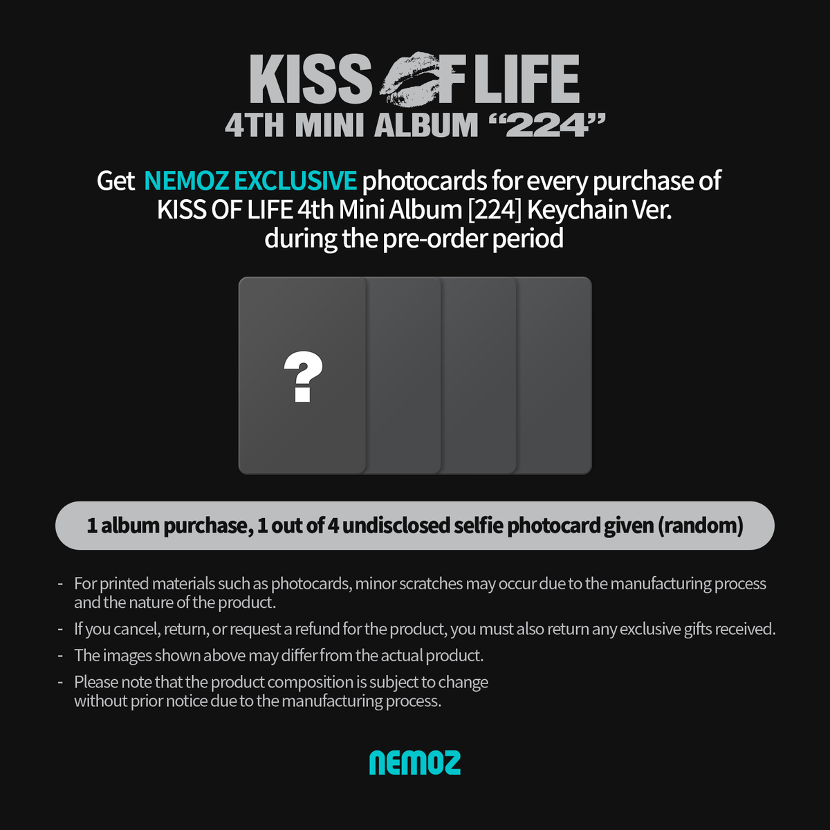 nemoz_lab's tweet photo. PRE-ORDER | ~2025.06.08 23:59 PM (KST)
RELEASE | 2025.06.09 6PM (KST)

🔗NEMOZ SHOP: https://t.co/15UsBe8Nhc
🔗NEMOZ JP: https://t.co/imDBubFQ28  

#KISSOFLIFE #키스오브라이프 #KIOF #키오프
#JULIE #NATTY #BELLE #HANEUL
#쥴리 #나띠 #벨 #하늘
#KISSOFLIFE_224 @KISSOFLIFE_S2 https://t.co/UdvTAqtijI