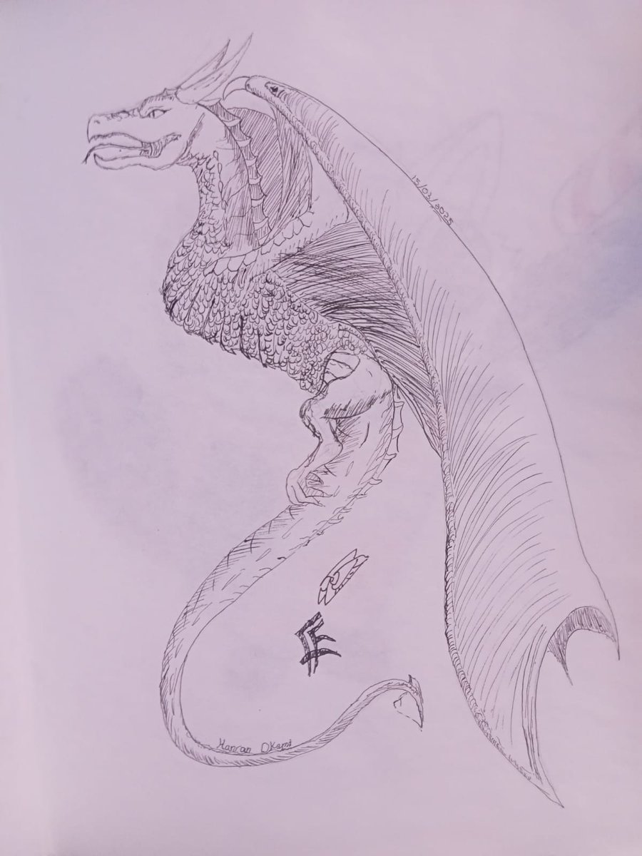 OkamiHanran's tweet photo. Un dragon que hice.
#ドラゴン
#Illustration
#dibujo
#お絵かき
#アナログ
#fanart
#dragons 
#練習 
#practice https://t.co/xUFSwcWX0M
