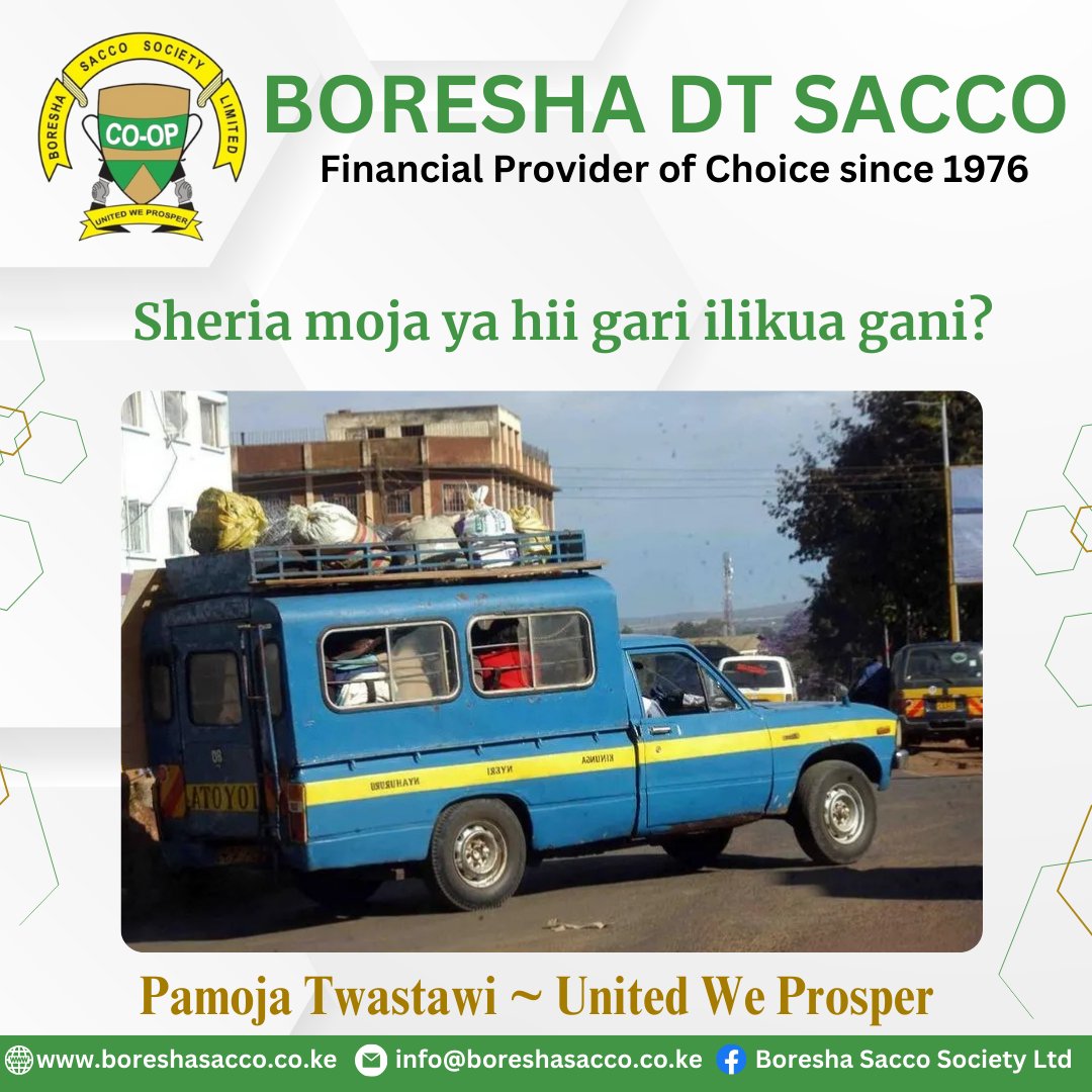 #TBT | Ulipanda hii gari enzi hizo?
Sheria moja ya hii gari ulikumbuka? Nauli first, questions later!
From then till now – BORESHA DT SACCO remains your trusted financial partner.
Pamoja Twastawi ~ United We Prosper!
 #financialproviderofchoicesince1976 #ThrowbackThursday