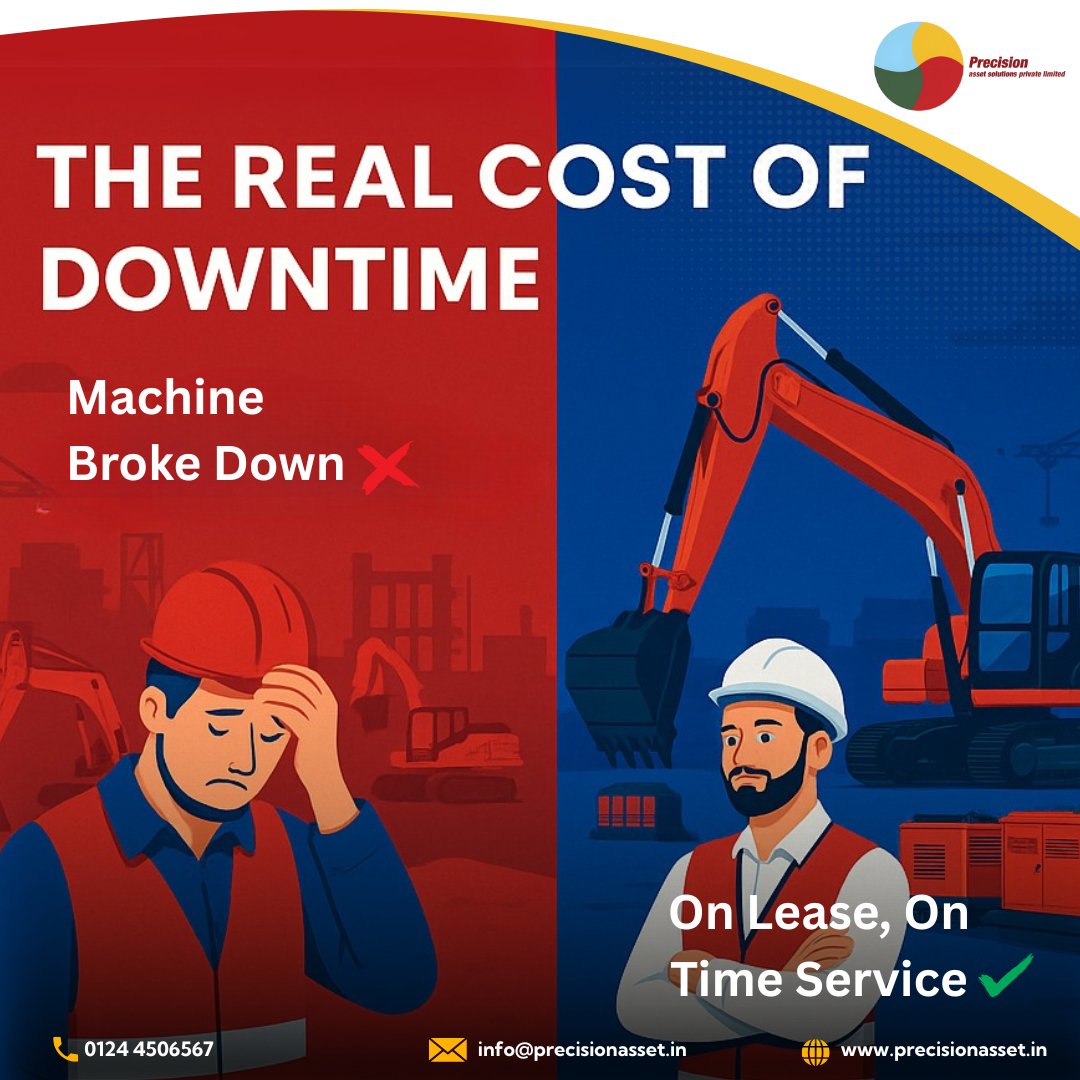 PRECISION_PEDPL's tweet image. Downtime = Lost Time + Lost Money ⏳💸
Stay powered, stay productive — lease with PASPL and keep your project running without interruptions.
📞 0124-4506567 | 🌐 precisionasset.in
#PASPLPower #NoDowntime #ProjectContinuity #SmartLeasing #HeavyEquipmentIndia #InfraSolutions