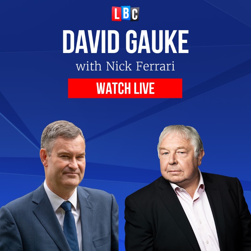 LBC's tweet photo. Chair of the Ministry of Justice Sentencing Review @DavidGauke joins @NickFerrariLBC to take your calls. 

 Got a question? 

📞0345 60 60 973
💬84850

Watch LIVE on the @LBC app.