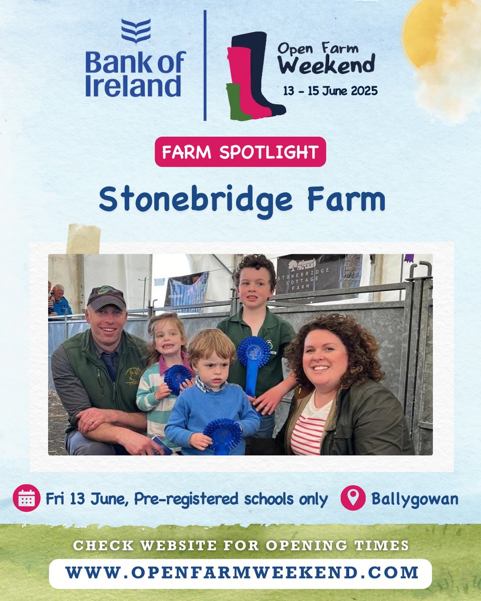 ✨FARM SPOTLIGHT✨Stonebridge Farm, Ballygowan. The farm is home to the Neill family-Robbie, Louise &amp; their children who have recently moved to Robbie’s grandparents’ farm. The family is excited to share their story with schoolchildren during Bank of Ireland Open Farm Weekend!