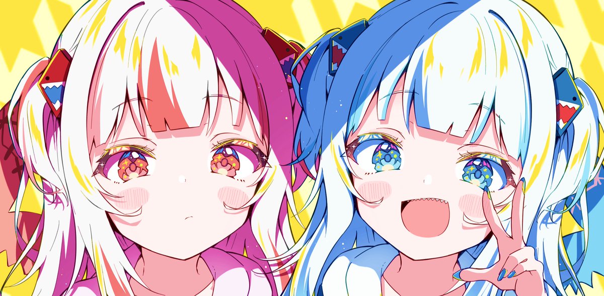 がうるぐら ,沙花叉クロヱ 「#我ながら天才なお顔4選 」|一条レイのイラスト