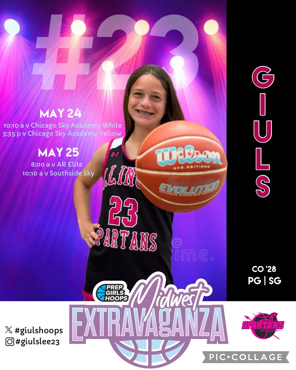 Giuls Lee (@giulshoops) on Twitter photo I’m excited to play in <a href="/PrepGirlsHoops/">Prep Girls Hoops 🏀</a> #MidwestExtravaganza this weekend at Batavia High School! #23isalee 🏀🖤🩷
<a href="/sprtngirlshoops/">Mike McNichols</a> <a href="/ilspartans_gbb/">IL Spartans Girls Basketball</a> <a href="/PGHByron/">Byron Xerxes Livsey</a> <a href="/pgh_lisa/">PrepGirlsHoopsLisa</a> <a href="/PGHIllinois/">Prep Girls Hoops Illinois</a> <a href="/PGHCircuit/">Prep Girls Hoops Circuit 🏀</a> <a href="/LAGirlsHoops/">Jeremy Schoenecker</a> I’m excited to play in <a href="/PrepGirlsHoops/">Prep Girls Hoops 🏀</a> #MidwestExtravaganza this weekend at Batavia High School! #23isalee 🏀🖤🩷
<a href="/sprtngirlshoops/">Mike McNichols</a> <a href="/ilspartans_gbb/">IL Spartans Girls Basketball</a> <a href="/PGHByron/">Byron Xerxes Livsey</a> <a href="/pgh_lisa/">PrepGirlsHoopsLisa</a> <a href="/PGHIllinois/">Prep Girls Hoops Illinois</a> <a href="/PGHCircuit/">Prep Girls Hoops Circuit 🏀</a> <a href="/LAGirlsHoops/">Jeremy Schoenecker</a>