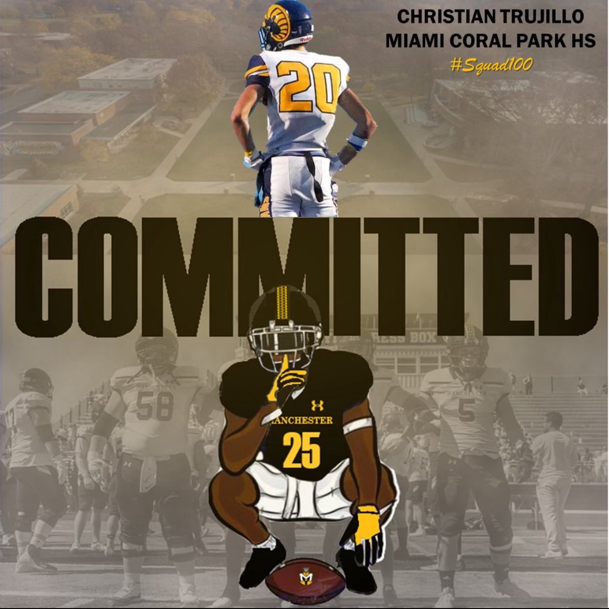 They ain’t see the hours. The Hunger. The Setbacks. Now they’ll see the Jersey. Proudly Committed to Manchester University🏈! I’ve made it a long way, but I’m not done yet💫.

#D3 #Committed #LB1 #ManchesterUniversity