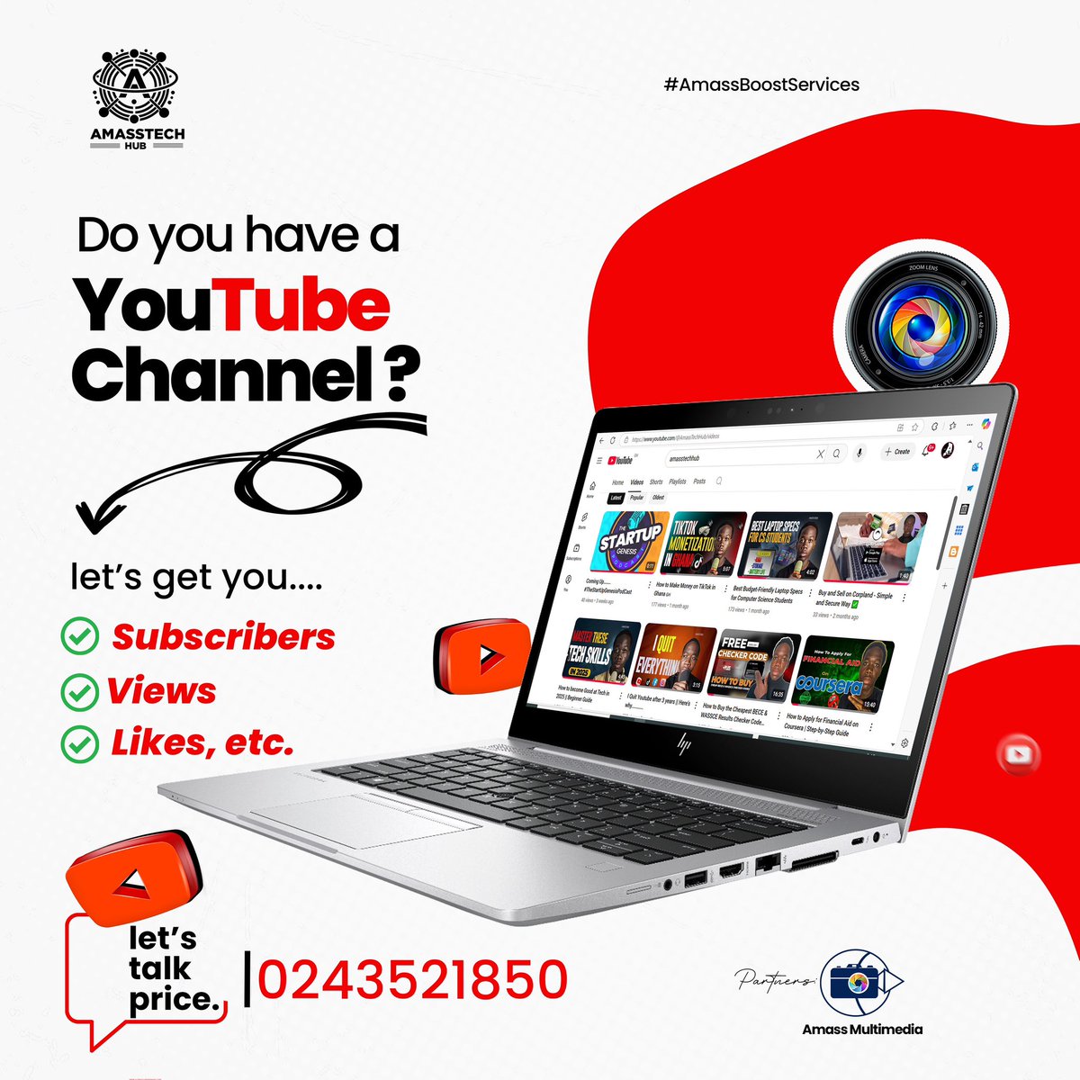 amasstechhub's tweet image. 🚀 Skyrocket Your YouTube Channel Growth – Real Views, Real Subscribers, Real Results! 🔥 Let your content shine with our YouTube Boost Services. #YouTubeGrowth #BoostYourChannel #AmassTechHub #AmassMultimedia
