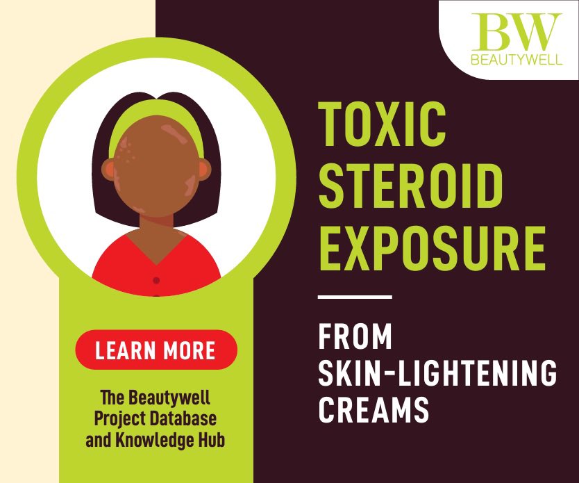 Steroids in skin-lightening products can harm your health:

It can cause skin damage: acne, thinning of the skin, rash, painful sores &amp; skin infections
It can become addictive
It can cause hypertension
It can cause elevated blood sugar
It can decrease the body's natural steroid