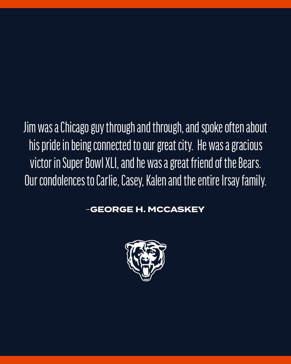 Statement from George H. McCaskey on the passing of Jim Irsay