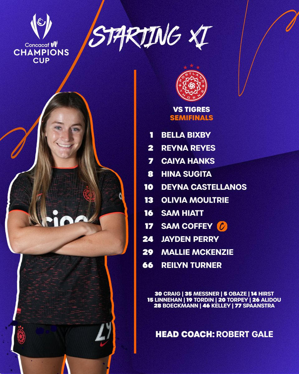 👥 <a href="/ThornsFC/">Portland Thorns FC</a> starting XI is here!