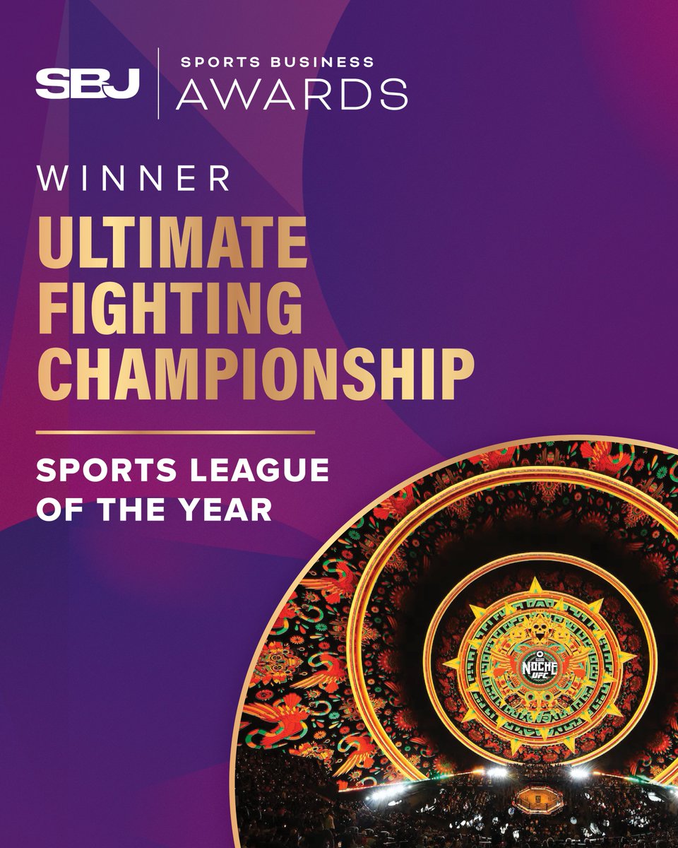 Sports Business Journal (@sbj) on Twitter photo <a href="/caa_sports/">CAA Sports</a> <a href="/ModeloUSA/">Modelo USA</a> <a href="/FSinHarlem/">FigureSkatingHarlem</a> <a href="/FOXSports/">FOX Sports</a> <a href="/PGATOUR/">PGA TOUR</a> <a href="/FanDuel/">FanDuel</a> <a href="/Octagon/">Octagon</a> <a href="/NBCUniversal/">NBCUniversal</a> <a href="/IntuitDome/">Intuit Dome</a> <a href="/UTKnoxville/">UT Knoxville</a> <a href="/experiencecosm/">Cosm</a> <a href="/FlaPanthers/">Florida Panthers</a> Sports League of the Year: <a href="/ufc/">UFC</a> 🥊
UFC shattered gate records with UFC 306’s $22M revenue, held its 1st Saudi event, returned to China, and landed a nine-figure Monster Energy deal. Dana White stayed in the spotlight all year.
#SBJAwards <a href="/caa_sports/">CAA Sports</a> <a href="/ModeloUSA/">Modelo USA</a> <a href="/FSinHarlem/">FigureSkatingHarlem</a> <a href="/FOXSports/">FOX Sports</a> <a href="/PGATOUR/">PGA TOUR</a> <a href="/FanDuel/">FanDuel</a> <a href="/Octagon/">Octagon</a> <a href="/NBCUniversal/">NBCUniversal</a> <a href="/IntuitDome/">Intuit Dome</a> <a href="/UTKnoxville/">UT Knoxville</a> <a href="/experiencecosm/">Cosm</a> <a href="/FlaPanthers/">Florida Panthers</a> Sports League of the Year: <a href="/ufc/">UFC</a> 🥊
UFC shattered gate records with UFC 306’s $22M revenue, held its 1st Saudi event, returned to China, and landed a nine-figure Monster Energy deal. Dana White stayed in the spotlight all year.
#SBJAwards