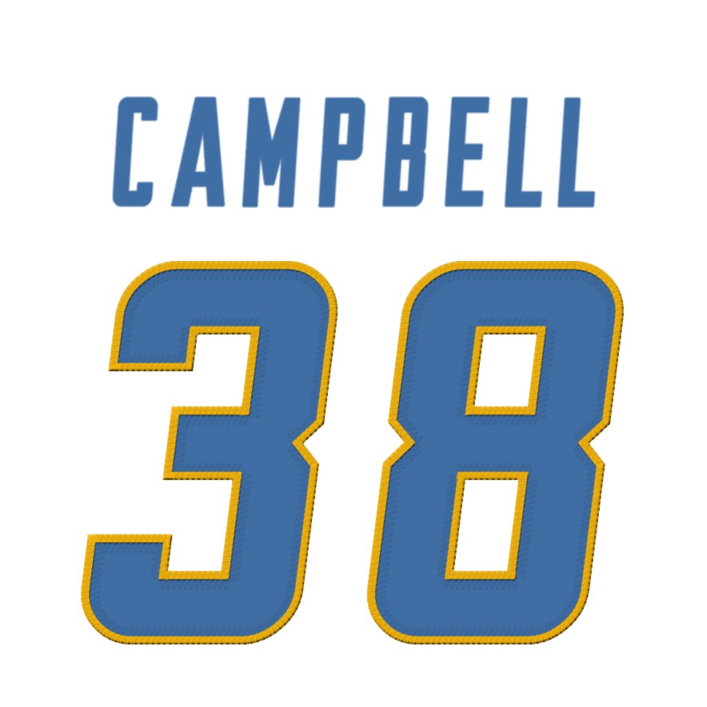 NFL Jersey Numbers (@nfl_jersey_num) on Twitter photo Los Angeles Chargers WR Dalevon Campbell (<a href="/DalevonCampbell/">Dalevon โCowboyโ Campbell</a>) is wearing number 38. Currently shared with Emany Johnson. #BoltUp Los Angeles Chargers WR Dalevon Campbell (<a href="/DalevonCampbell/">Dalevon โCowboyโ Campbell</a>) is wearing number 38. Currently shared with Emany Johnson. #BoltUp