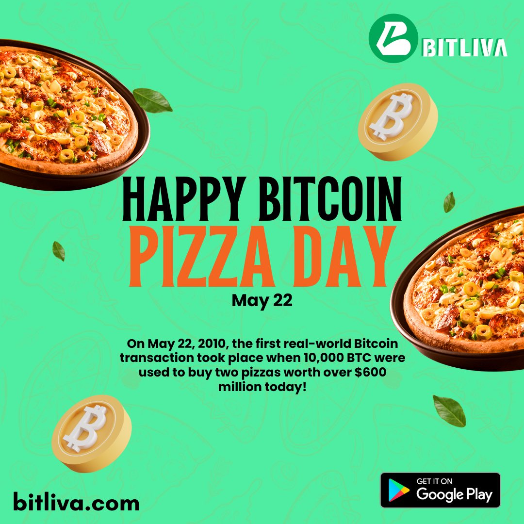 usebitliva's tweet photo. HAPPY BITCOIN PIZZA DAY π
To celebrate this amazing day all transactions on BITLIVA today and tomorrow will be free without any fee π«‘
#bitliva #cryptocurrency #crypto #bitcoin #BitcoinPizzaDay https://t.co/psRILzfdFy