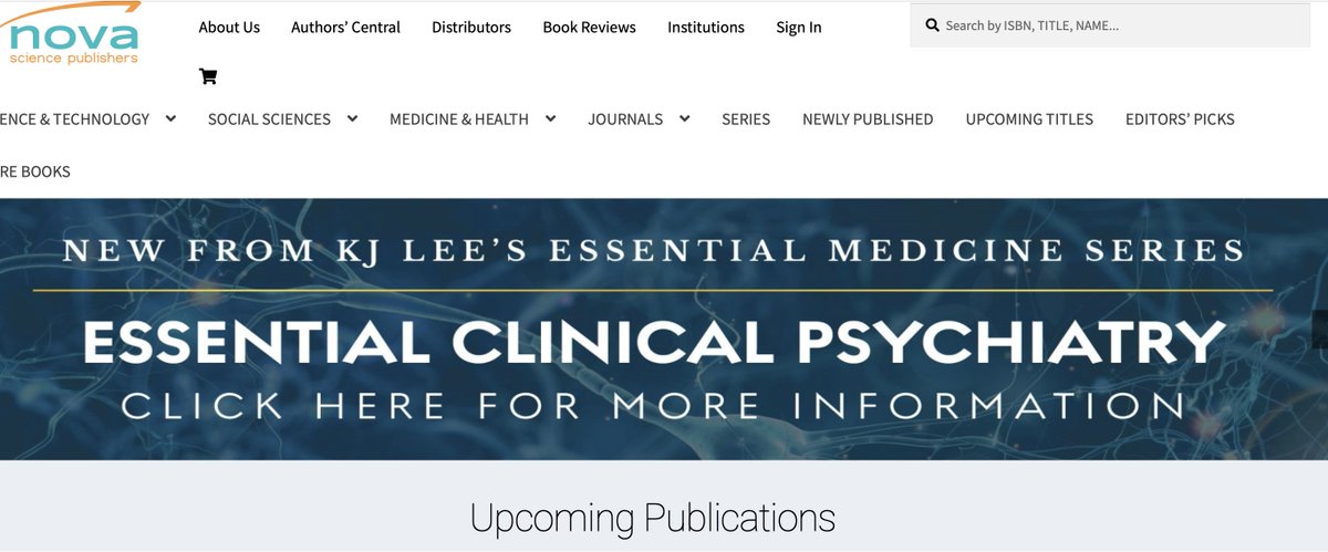 Our book of Psychiatry "Essential Clinical Psychiatry" has been featured by the publisher on their website and ranked as Editor's Pick. 

shorturl.at/7mjLs