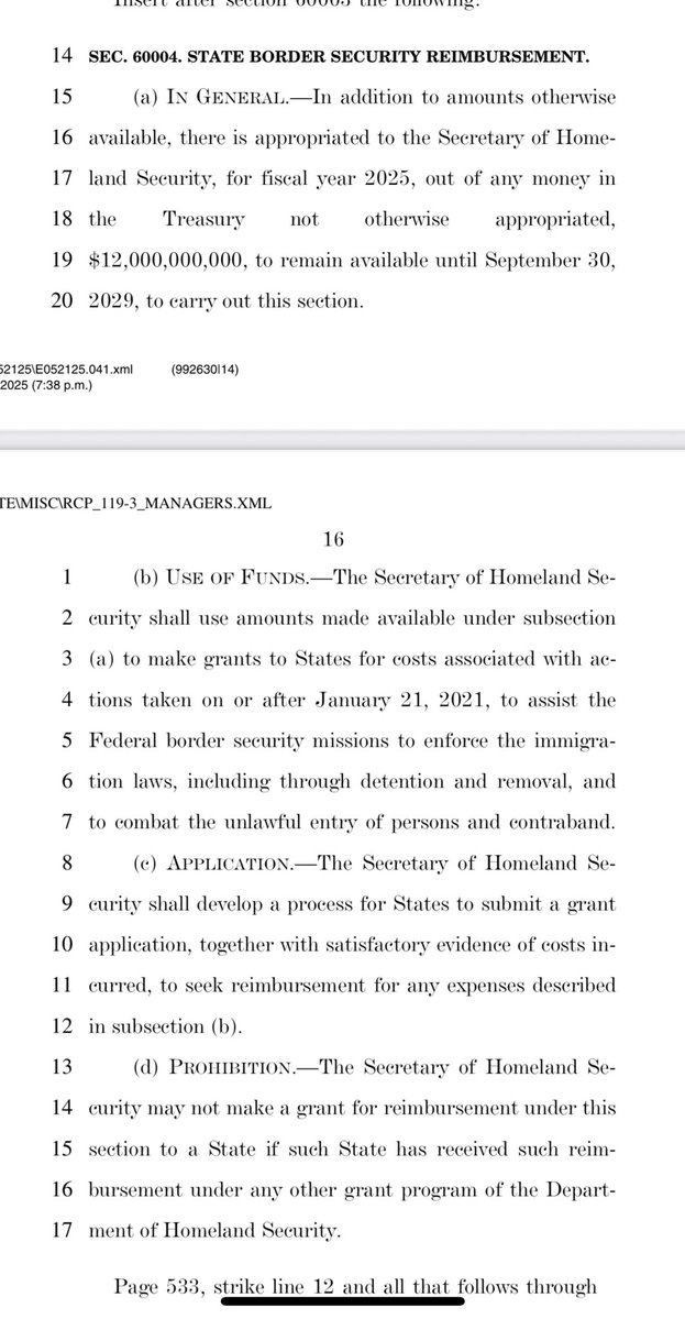 Jack Fink (@cbs11jack) on Twitter photo NEW: Amendment to U.S. House reconciliation bill provides $12 billion to reimburse states, like Texas, for their border security efforts since 1/21/21, when then President Biden took office. Dept. of Homeland Security would set-up program for the states to apply. <a href="/CBSNewsTexas/">CBS News Texas</a> NEW: Amendment to U.S. House reconciliation bill provides $12 billion to reimburse states, like Texas, for their border security efforts since 1/21/21, when then President Biden took office. Dept. of Homeland Security would set-up program for the states to apply. <a href="/CBSNewsTexas/">CBS News Texas</a>