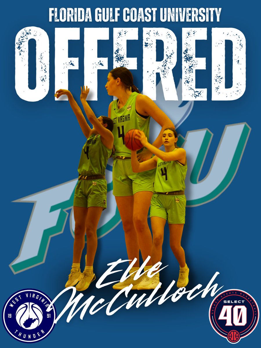 Elle McCulloch ‘26 ( <a href="/elle_mcculloch/">Elle McCulloch</a> ) has picked up another offer to Florida Gulf Coast University!

#WVThunderFam  |  ⚡️⚡️