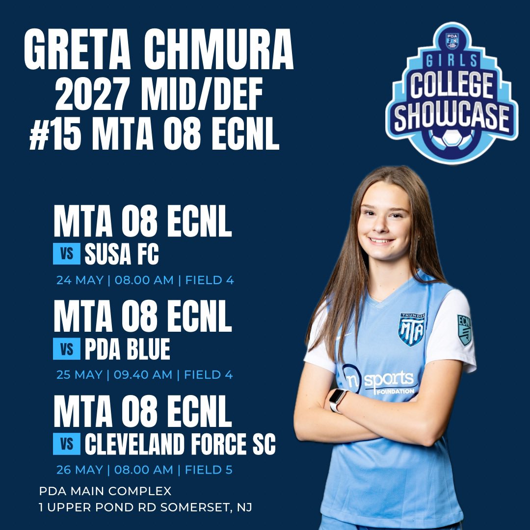 Greta Chmura (@gretachmura) on Twitter photo Schedule for the PDA College Showcase this weekend. Super excited! <a href="/MTA08ECNL/">mta08ecnl</a> <a href="/ImYouthSoccer/">ECNL/GA/Recruiting/College Soccer</a> <a href="/MNTHUNDACADEMY/">MN Thunder Academy - Minnesota Thunder Academy</a> <a href="/ImCollegeSoccer/">College Soccer Truth ™</a> <a href="/TheECNL/">The ECNL</a> Schedule for the PDA College Showcase this weekend. Super excited! <a href="/MTA08ECNL/">mta08ecnl</a> <a href="/ImYouthSoccer/">ECNL/GA/Recruiting/College Soccer</a> <a href="/MNTHUNDACADEMY/">MN Thunder Academy - Minnesota Thunder Academy</a> <a href="/ImCollegeSoccer/">College Soccer Truth ™</a> <a href="/TheECNL/">The ECNL</a>