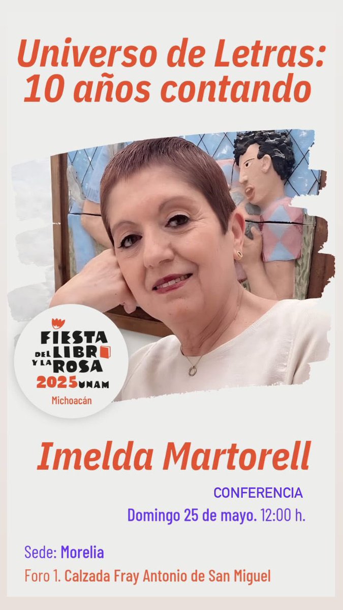 El domingo estará Imelda Martorell en Morelia dando una conferencia sobre fomento a la lectura. ¡Allí nos vemos!