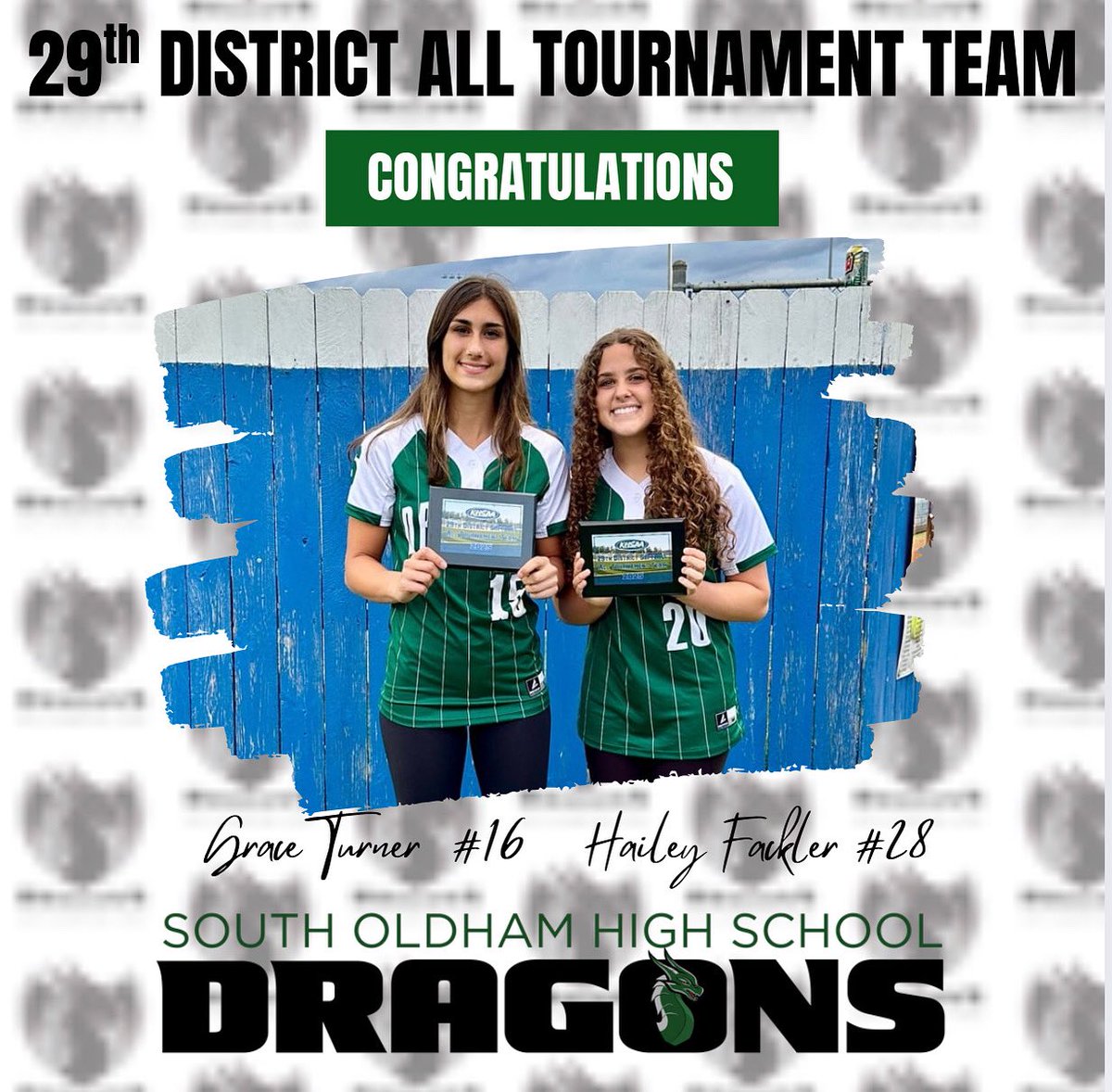Congratulations to Grace Turner and Hailey Fackler  for making the 29th District all Tournament Team!  Way to go ladies🐉
