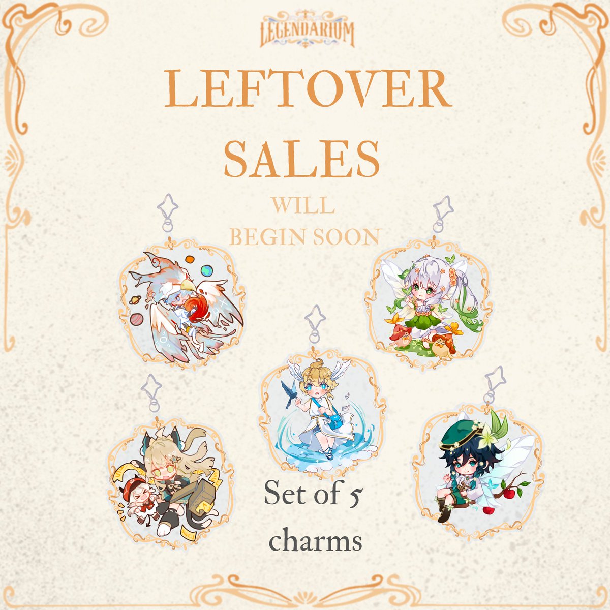 mythicalteyvat's tweet image. LEFTOVERS SALE ~ coming on June 1st!!!
A set of 5 quirky, cute and adorable charms!
Upgraded with shiny additions as well!
Stay tuned for the leftovers sale!!