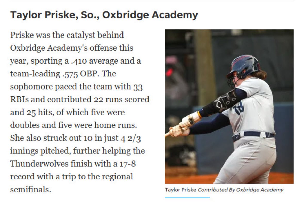 Taylor Priske 2027 (@taylorpriske_27) on Twitter photo I’m very honored to be acknowledged for First-Team All-County softball and a player of the year nominee!! Thank you so much <a href="/pbphighschools/">Post on High Schools</a> <a href="/pbpsports/">PB Post Sports</a> <a href="/hssportsawards/">USA TODAY High School Sports Awards</a> <a href="/pbpost/">The Palm Beach Post</a> <a href="/Alex_Peterman/">Alex Peterman</a> for the recognition. <a href="/impactcaymol/">Impact Caymol</a> #PalmBeachHSSA #USATODAYHSSA #classof2027 #bethehunter I’m very honored to be acknowledged for First-Team All-County softball and a player of the year nominee!! Thank you so much <a href="/pbphighschools/">Post on High Schools</a> <a href="/pbpsports/">PB Post Sports</a> <a href="/hssportsawards/">USA TODAY High School Sports Awards</a> <a href="/pbpost/">The Palm Beach Post</a> <a href="/Alex_Peterman/">Alex Peterman</a> for the recognition. <a href="/impactcaymol/">Impact Caymol</a> #PalmBeachHSSA #USATODAYHSSA #classof2027 #bethehunter