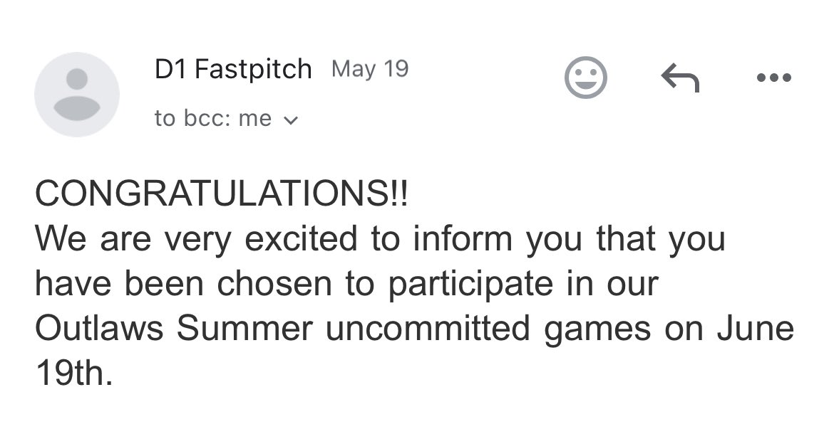 I am super excited for this opportunity to participate in the Outlaws Summer Uncommitted games on June 19th!! I can’t wait!! <a href="/NiagaraSB/">Niagara Softball</a> <a href="/FastpitchAthRec/">Fastpitch Athlete Recruits</a> <a href="/d1fastpitch1/">D1 Fastpitch</a> <a href="/SBRRetweets/">Softball Recruiting Reposts</a>