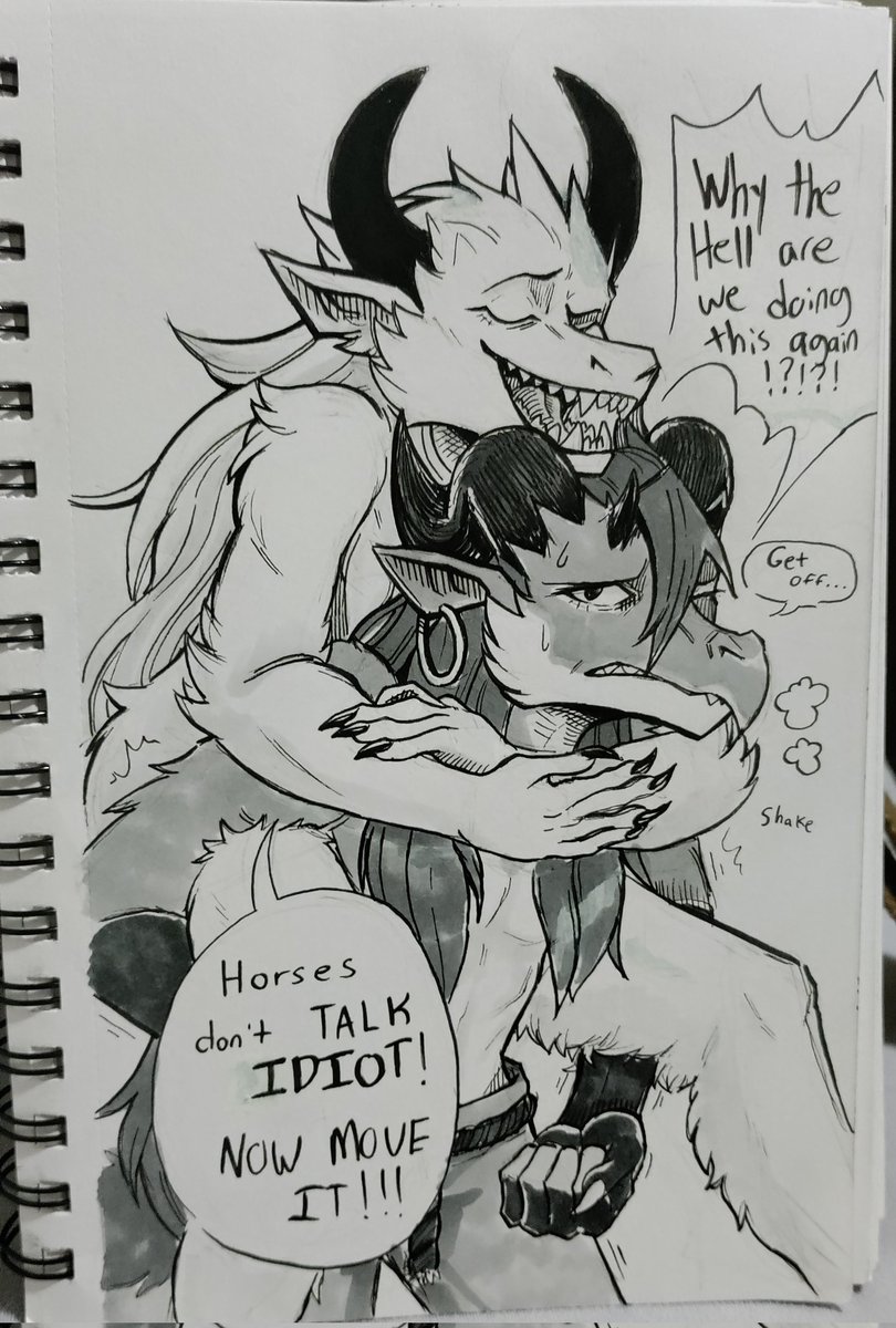 I'm gonna start making a habit of just doodling  my OCs interacting with each other cuz it's fun.