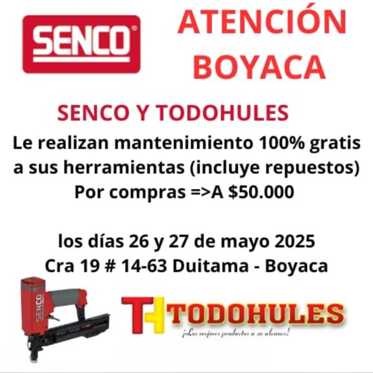 En Boyacá, Colombia, tendremos un encuentro especial con mantenimiento gratuito para tus herramientas y asesoría personalizada.