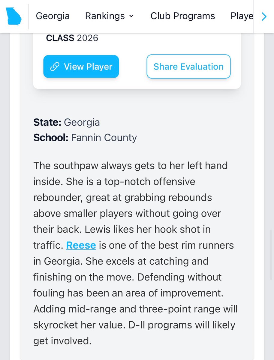 Reese Lewis (@reeselewis22) on Twitter photo Thank you <a href="/KyleSandy355/">Kyle Sandy</a> for the write up! <a href="/FanninWBB/">Fannin Lady Rebels Basketball</a>
<a href="/GirlsRedline/">Redline Girls Basketball GA</a> <a href="/PGH_Georgia/">Prep Girls Hoops Georgia</a> Thank you <a href="/KyleSandy355/">Kyle Sandy</a> for the write up! <a href="/FanninWBB/">Fannin Lady Rebels Basketball</a>
<a href="/GirlsRedline/">Redline Girls Basketball GA</a> <a href="/PGH_Georgia/">Prep Girls Hoops Georgia</a>