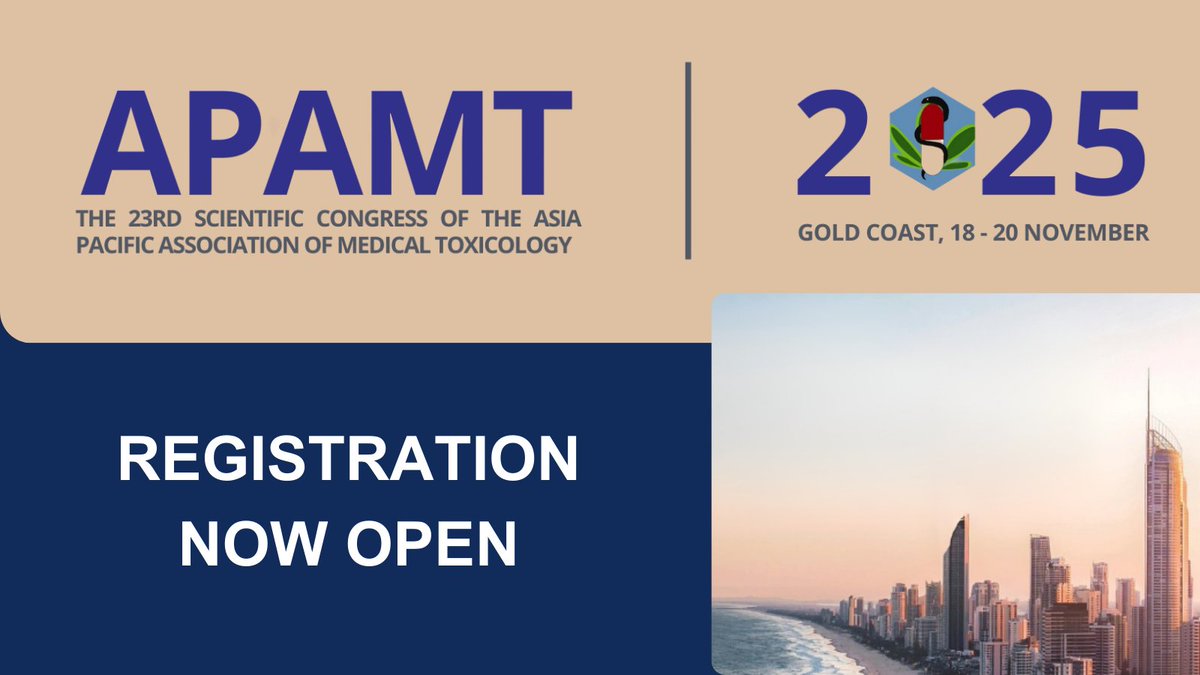 🚨 Registration is now open for #APAMT2025! Join us on the Gold Coast, Australia from 18–20 November 2025 for a conference showcasing cutting-edge toxicology research, expert-led education, and global collaboration. 
🎟️ Sign up today: willorganise.eventsair.com/2025-apamt/