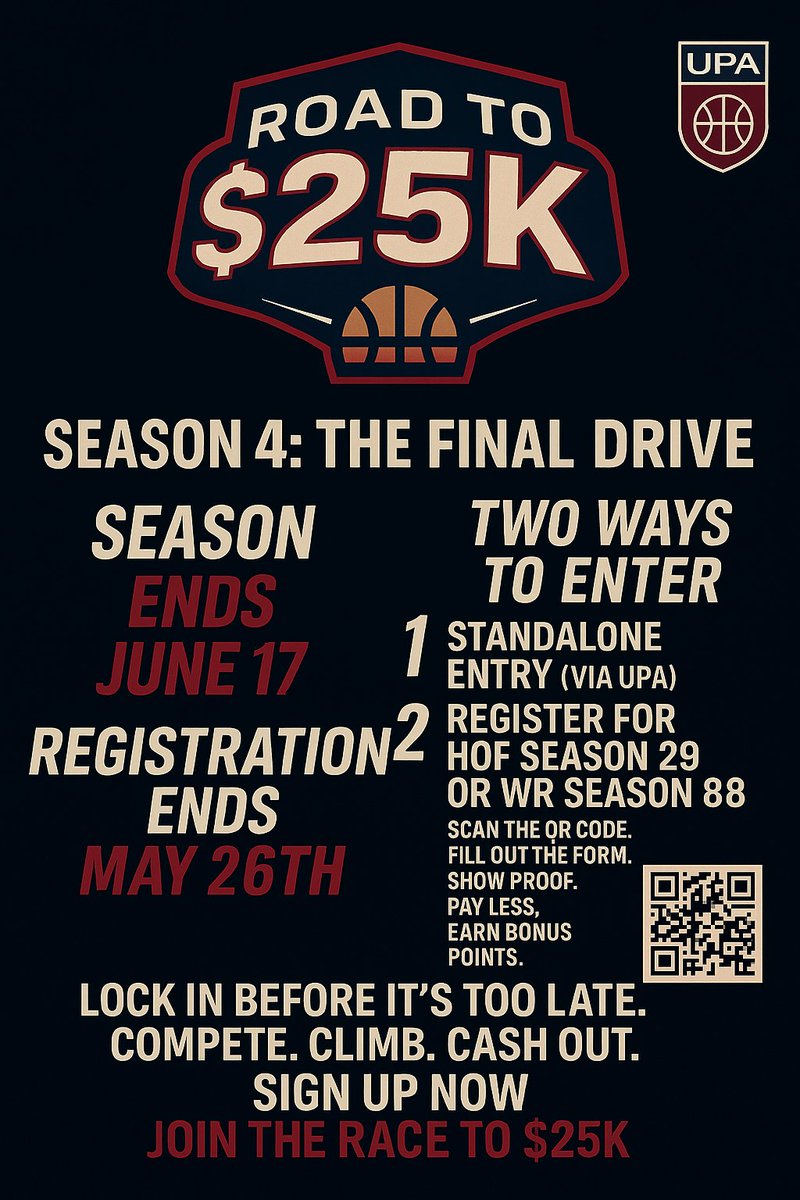 Bodega Cats GC (@bodegacatsgc) on Twitter photo ๐Road to $25K: The Final Drive
Over $4,000 in prizes.
Season ends June 17.
Two ways to enter:
1๏ธโฃ Standalone Entry (via <a href="/UnifiedProAm/">Unified Pro-Am Association</a> )
2๏ธโฃ Register for <a href="/HOFLeague2K/">HOF League</a> S29 or <a href="/WRProAmLeague/">WR Pro-Am League</a> S88
๐ฒ Scan the QR code or bit.ly/3F3QDx3
๐ Fill out the form
๐ธ Show proof
๐ธ ๐Road to $25K: The Final Drive
Over $4,000 in prizes.
Season ends June 17.
Two ways to enter:
1๏ธโฃ Standalone Entry (via <a href="/UnifiedProAm/">Unified Pro-Am Association</a> )
2๏ธโฃ Register for <a href="/HOFLeague2K/">HOF League</a> S29 or <a href="/WRProAmLeague/">WR Pro-Am League</a> S88
๐ฒ Scan the QR code or bit.ly/3F3QDx3
๐ Fill out the form
๐ธ Show proof
๐ธ