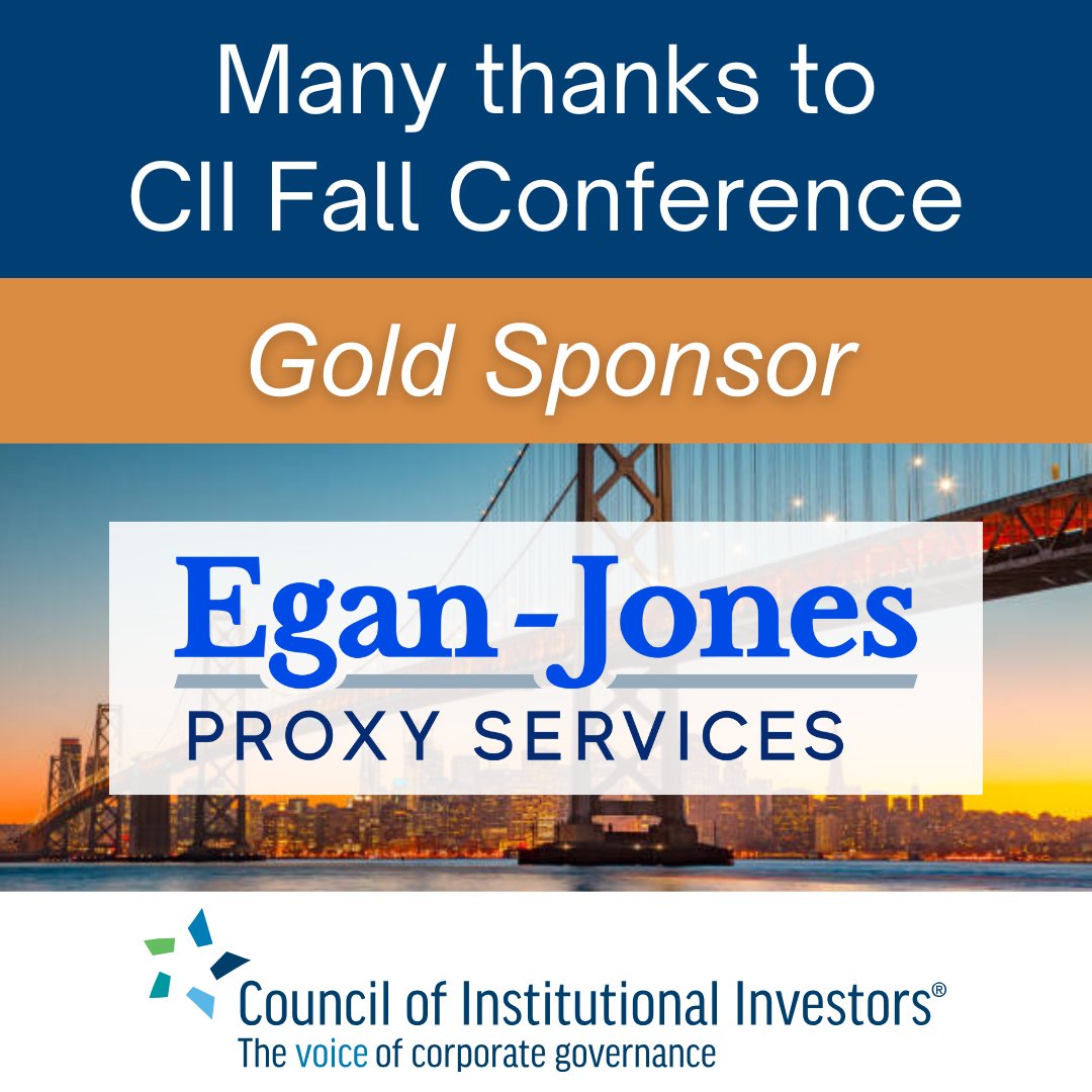 Council of Institutional Investors (@councilinstinv) on Twitter photo Many thanks to Gold sponsor <a href="/EganJonesRating/">Egan-Jones</a>!
CII is excited to be hosting its Fall Conference for 2025 in the city by the bay. Registration will open in mid-June!
cii.org/ev_calendar_da… Many thanks to Gold sponsor <a href="/EganJonesRating/">Egan-Jones</a>!
CII is excited to be hosting its Fall Conference for 2025 in the city by the bay. Registration will open in mid-June!
cii.org/ev_calendar_da…
