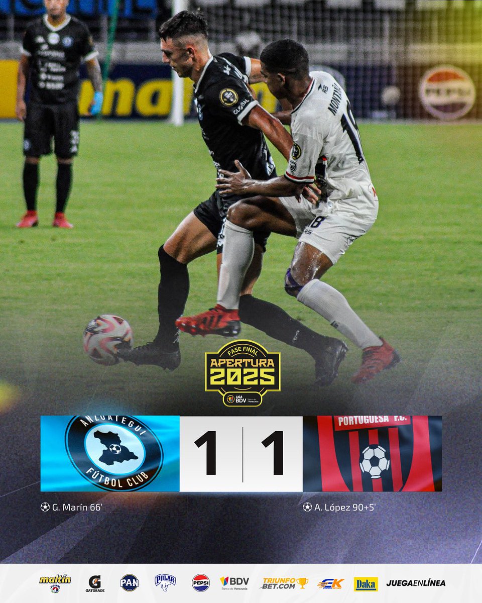 Liga Banco de Venezuela (@ligafutve) on Twitter photo 👊🏼 • Aitor López firmó el empate para <a href="/Portuguesa_FC/">Portuguesa FC</a> ante <a href="/Anzoategui_FC/">Anzoátegui Fútbol Club</a> cuando ya se jugaba el agregado
👀 • Hubo repartición de puntos en Araure y ahora también en Puerto La Cruz
#LigaBancoDeVenezuela 👊🏼 • Aitor López firmó el empate para <a href="/Portuguesa_FC/">Portuguesa FC</a> ante <a href="/Anzoategui_FC/">Anzoátegui Fútbol Club</a> cuando ya se jugaba el agregado
👀 • Hubo repartición de puntos en Araure y ahora también en Puerto La Cruz
#LigaBancoDeVenezuela
