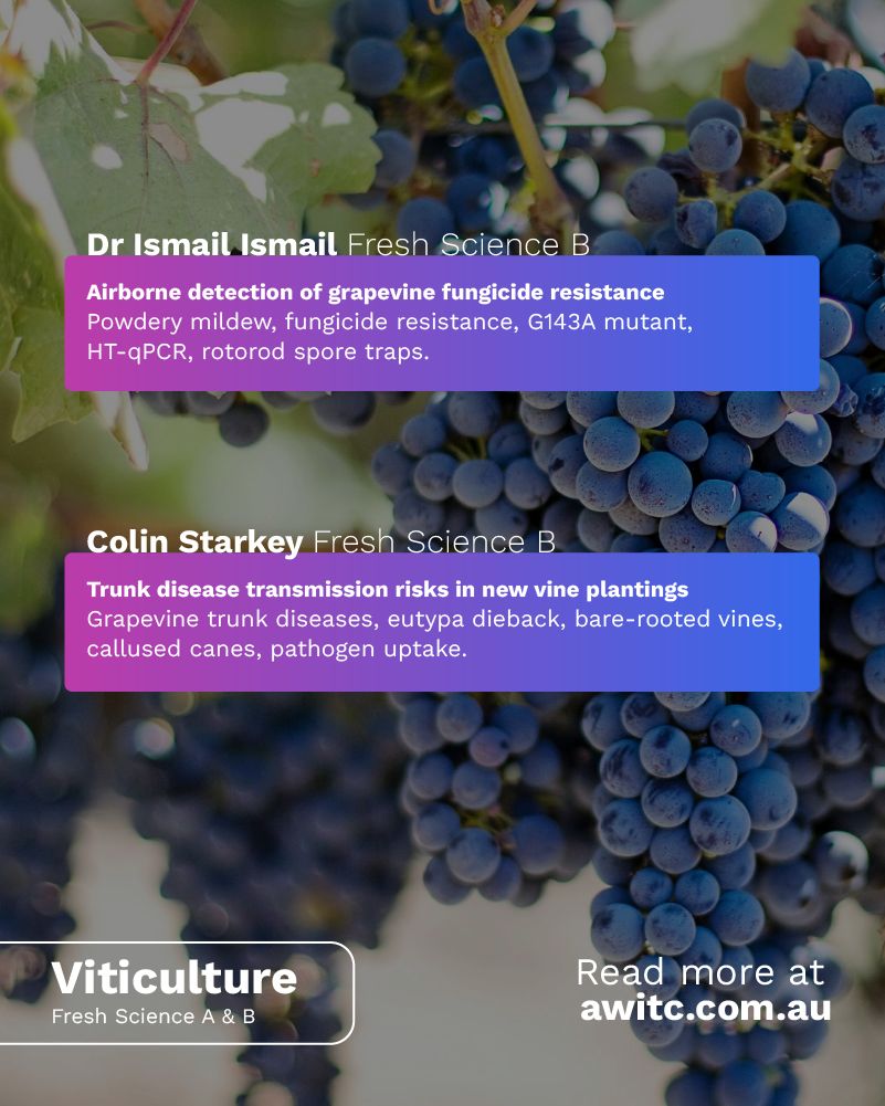 From metagenomics to mildew resistance, brackish water strategies to trunk disease prevention, Fresh Science Sessions A &amp; B will tackle the challenges that matter most to growers and technical professionals. 🍇 

Learn more here: awitc.com.au/plenary-program 

#19AWITC